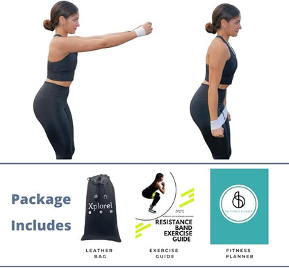 Resistance Bands w/Carrying Bag, Workout Book & Fitness Planner for Working Out-Heavy Duty Strength Training Bands Set w/ 5 Resistance Levels-Stretch Bands for Physical Therapy