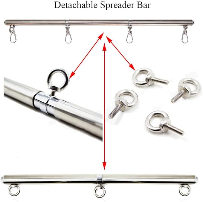 Adjustable Pilates Bar - Stainless Steel Portable Home Gym Equipment, 3 Detachable Sections 25-Inch for Yoga Strength Training (Silver B)