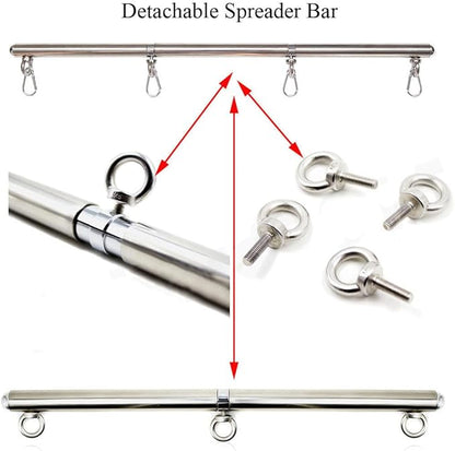 Adjustable Pilates Bar - Stainless Steel Portable Home Gym Equipment, 3 Detachable Sections 25-Inch for Yoga Strength Training (Silver B)