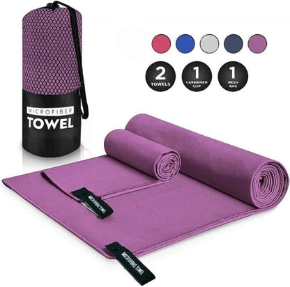 Microfiber Towel Travel Sports Towel, High Water Absorption, Lightweight, for Fitness Yoga, Swimming,Travel,Camping etc (Purple, S 32"x12")