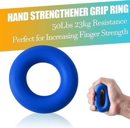 Grip Strength Trainer 7 Pack Adjustable, Finger Stretcher Resistance Extensor Bands, Finger Exerciser, Hand Gripper Strength Ring & Stress Ball