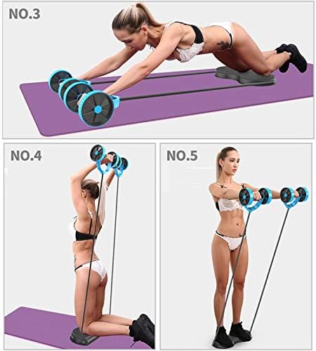 Men Ab Roller Wheel with Resistance Band Women Flex Abdominal Trainers Double Rollers Home Gym Multi-Functional Exercise Knee mat Body Fitness Equipment Core Ab Workout
