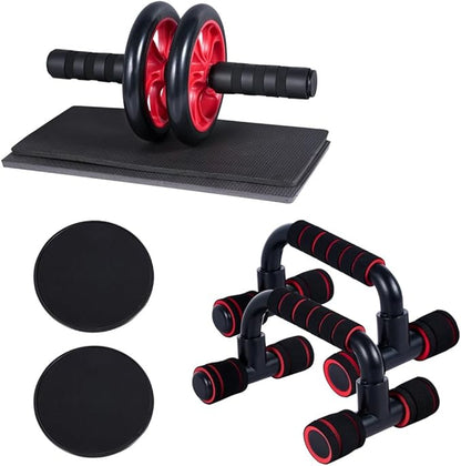 4-in-1 Ab Wheel Roller Kit with Push-Up, Core Sliders & Knee Pads for Home Gym