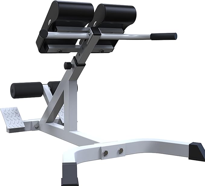 Adjustable Roman Chair, Hyperextension Bench for Back Exercise, White, Steel Frame, Multi-Position Core Training Equipment, Home Men Women Full Body ，U-Shaped Base