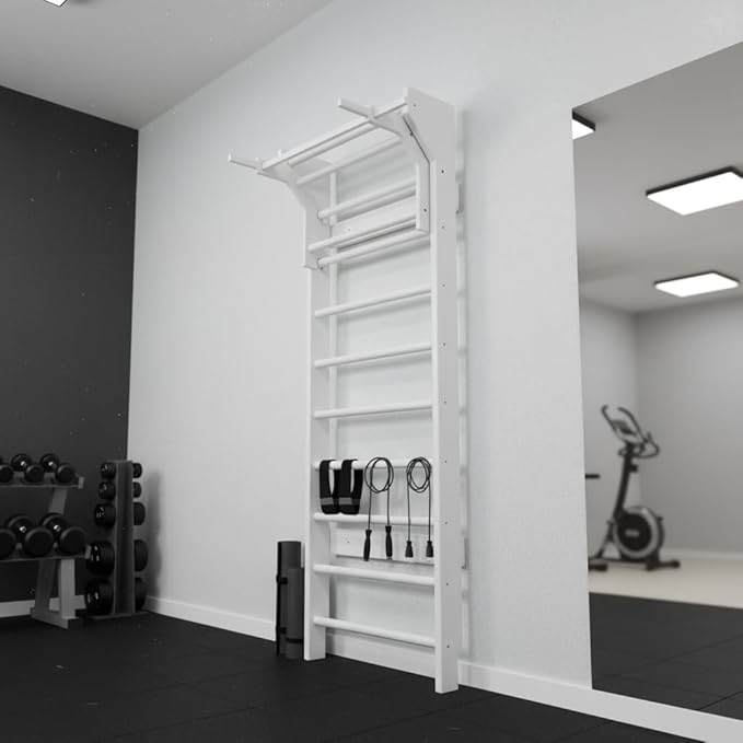 2in1 Wooden Wall Stall Bars with Pull Up bar and Dip Bar
