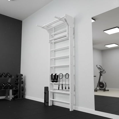 2in1 Wooden Wall Stall Bars with Pull Up bar and Dip Bar