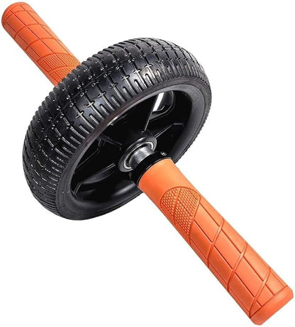 Home Fitness Abdominal Exerciser with Single Wheel, Durables 500 lb Load Capacity, Ergonomic 150 mm EVA Handle, Textured Non-Slip Tire for Stable Rolling on Multiple Surfaces(black+orange)