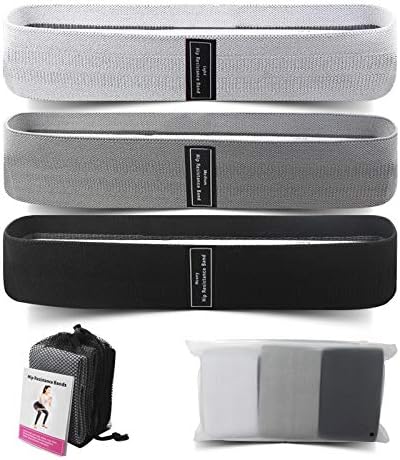 Fabric Resistance Bands Set, 3 Levels Light Medium Heavy, for Legs and Glutes, Squats, Yoga and Strength Training