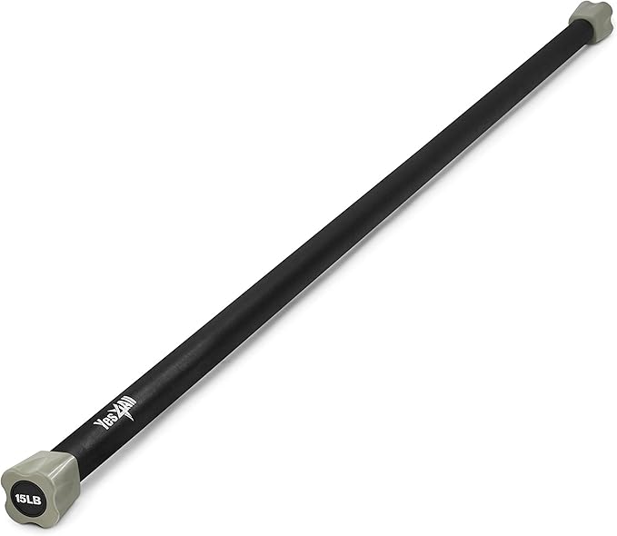 Yes4All Total Body Workout Weighted Bar, Resistance Band Bar, Racks for Strength Training, Exercise Bar for Yoga in Home and Gym - Single/Combo