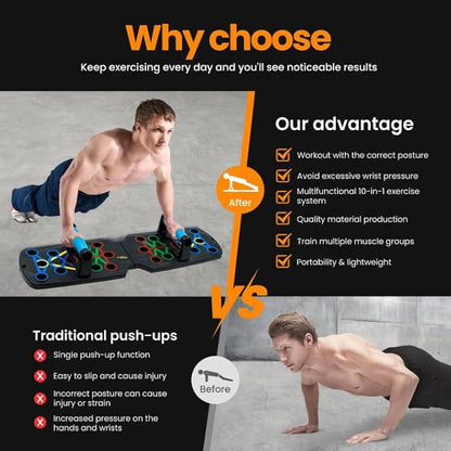 Push Up Board Fitness, Portable Dismountable 17 in 1 Push Up Bar at Home Gym, Multi-functional Pushup Stands Professional Strength Training Equipment For Man and Women