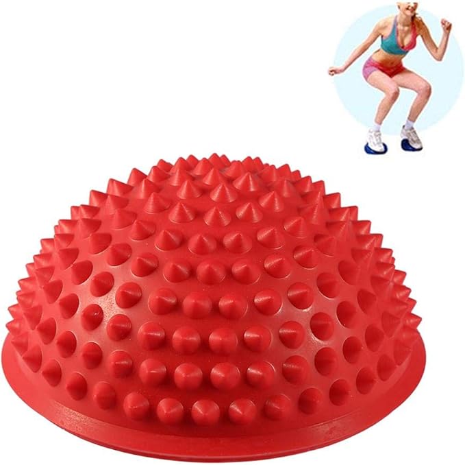Hedgehog Balance Pods, Foot Massage Half Ball Balance Pods Spiky, Half Spiky Fitness Domes for Kids Adults Sports, Foot Massage, Stability Training(red)