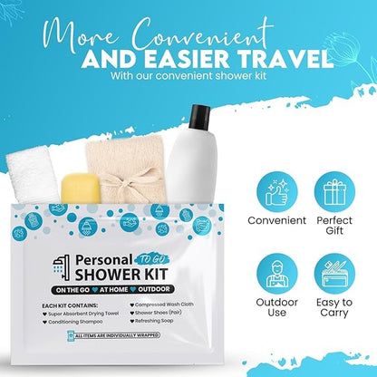 Compact Personal Shower Kit To-Go– Your Hygiene Companion for Travel, Gym, Camping | Shower on the Go | Shampoo, Soap, Towel. All in One (10)