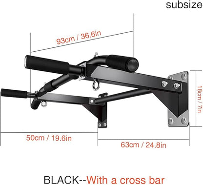 Wall-Mounted Pull-Up Bar – Drill Installation, Home Gym Equipment for Indoor Fitness, Chin-Up Bar for Strength Training, Spine Stretching & Inverted Workouts