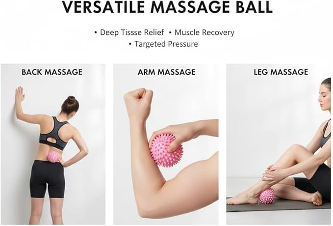 Massage Ball - Spiky for Deep Tissue Back Massage, Foot Massager, Plantar Fasciitis & All Over Body Deep Tissue Muscle Therapy，Foot Massage Ball
