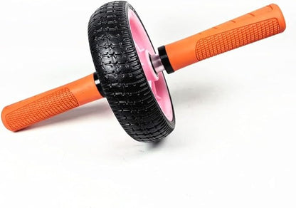 Home Fitness Abdominal Exerciser with Single Wheel, Durables 500 lb Load Capacity, Ergonomic 150 mm EVA Handle, Textured Non-Slip Tire for Stable Rolling on Multiple Surfaces(pink+orange)