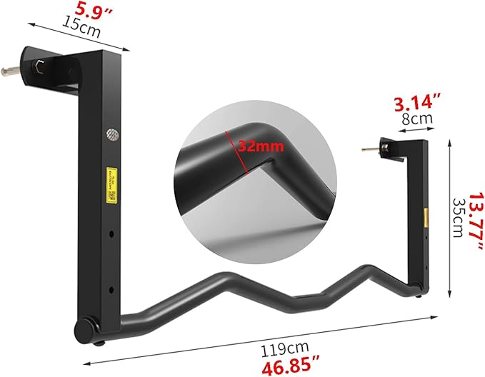 Safety Steel Fitness Horizontal Bar, Wall-Mounted Pull-up Bar, Multi-Purpose Home Gym Strength Training Pole, Easy to Install, Load 300kg (Steel)