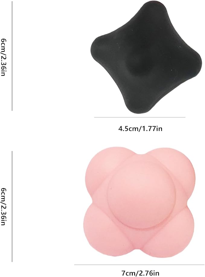 Set of 2 Massage Balls, Reflex Ball for Hand Eye Coordination Training and Six Point Spike Massage Ball for Deep Muscle Relief, Suitable for Hands, Feet and Back (Pink/Black)