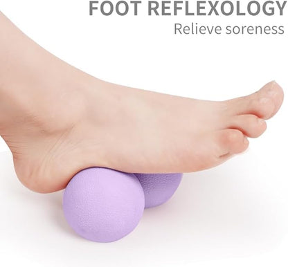 Double Lacrosse & Micro-Elastic Peanut Massage Ball - Myofascial Release Tool for Muscle, Back, Foot, and Physical Therapy, Mobility Roller for Acupressure and Relaxation (Purple)