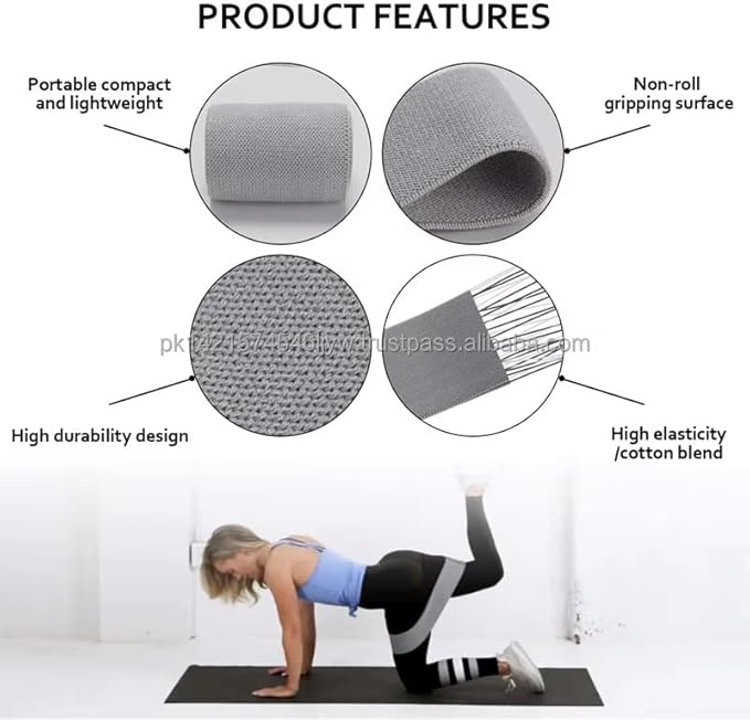 Fabric Resistance Bands Set for Glutes & Legs – 3 Non-Slip Booty Bands (Light/Medium/Heavy) + Mesh Carry Bag – Ideal for Home Workouts & Gym