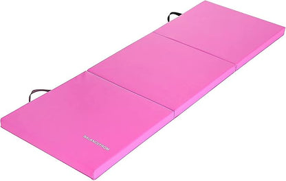 BalanceFrom 6x2 Feet 3-Panel Folding Gymnastics Mat – 2-Inch Thick Pad with Vinyl Surface and Carrying Handles for Tumbling, Yoga, Pilates, Home Workouts, and Martial Arts
