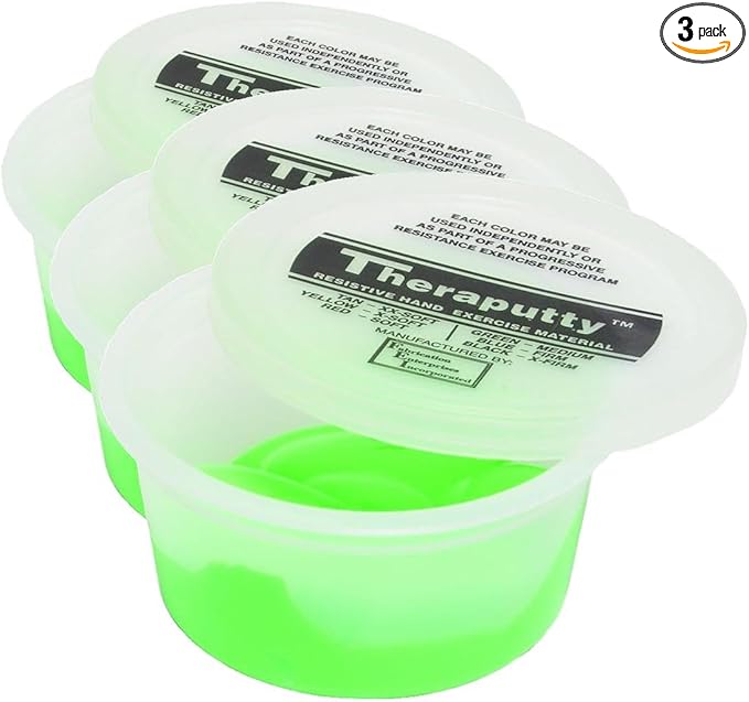 CanDo TheraPutty Standard Hand Exercise Putty for Rehabilitation, Exercises, Hand Therapy, Occupational Therapy, Hand Strengthening, Improve Motor Skills, Stress Relief (Pack of 3)