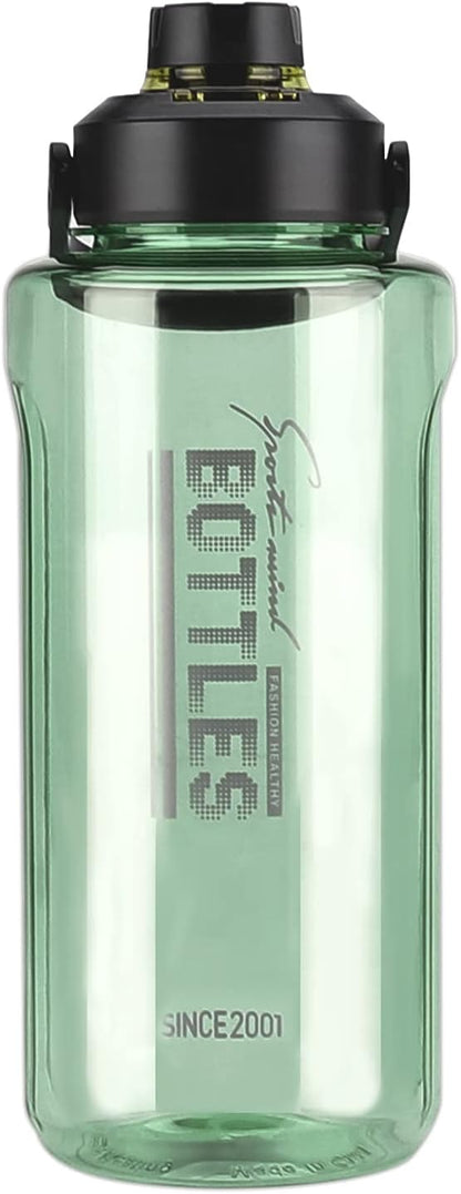 Half Gallon/64oz Water Bottle With Handle, 2L Leak proof BPA Free Fitness Sports Water Jug, Ensure You Drink Enough Water Daily for Gym and Outdoor Sports(Green)