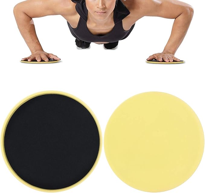 2PCS Core Sliders for Working Out, Dual Sided Workout Sliders Disc for Carpet & Hardwood Floor - Home Ab Pads Exercise Equipment Fitness Sliders for Women and Men (Yellow)
