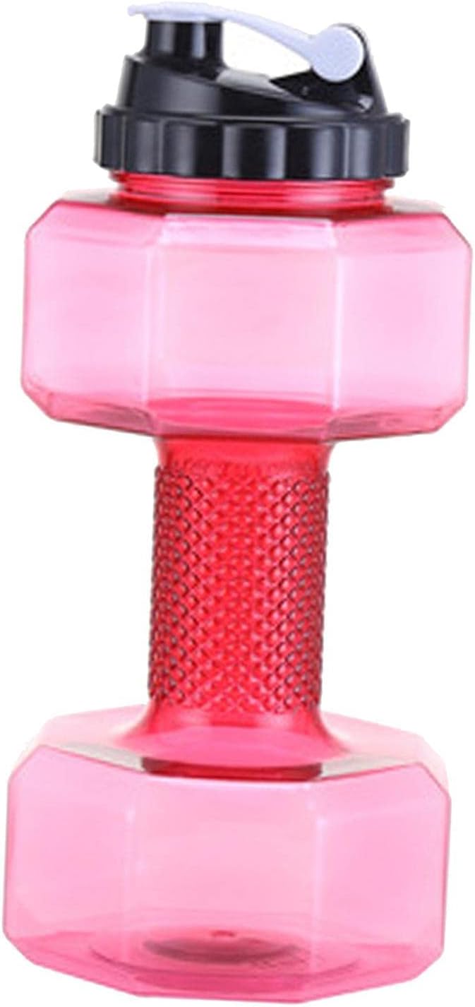 Big Capacity PETG Friendly Cup Dumbbell Shape Drinking Water Bottles Barbell Kettle Body Training Bottle () for Outdoor Camping Travel