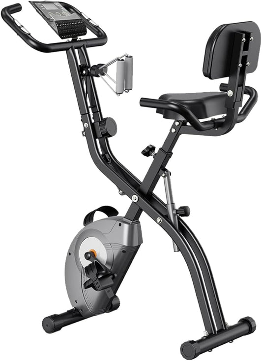 ATIVAFIT Exercise Bike Foldable Fitness Bike Magnetic Foldable Indoor Cycling Bike 3-In-1 Foldable Exercise Bike for Home Use with Resistance Bands Home Workout Exercise Equipment