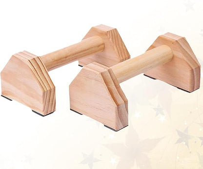 Solid Wood Push-Up Brackets and Handstand Bars, Muscle Training Device for Home Fitness, Non-Slip Calisthenics Parallettes Pair for Strength and Gymnastics Exercises