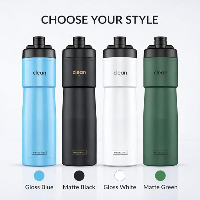 The Clean Hydration Co Insulated Bike Water Bottle 23 oz | Easy Clean Nozzle, Easy Squeeze Sports Bottle | BPA Free Cycling Bottle for Road & Mountain Biking, Gym & Travel | Gloss White