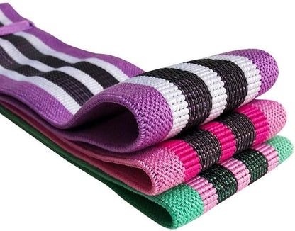 Resistance Bands Set – 3-Piece Fabric Booty Bands for Women & Men, Non-Slip Workout Bands for Glutes, Legs & Yoga, Includes Instruction Manual