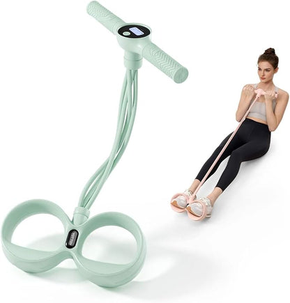 YOTTOY Smart Foot Pedal Puller with Digital Counter, Pedal Puller Resistance Band System with Handles for Full Body Stretching Yoga Home Workout