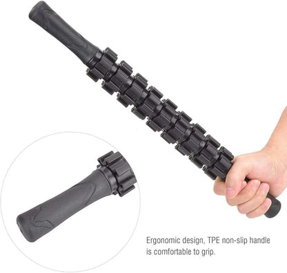 KEENSO 9 Gear Sports Massage Roller Stick Yoga Fitness Muscle Relax,Workout Exercise Equipment,Black,Comfortable to Grip