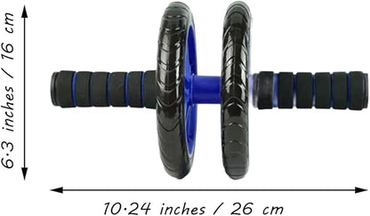 Abdominal Roller Wheels Ab Trainer with Knee Pad Core Workout Exercise Muscle Fitness Equipment Men Women for Home Office Gym Outdoors (Blue And Black)