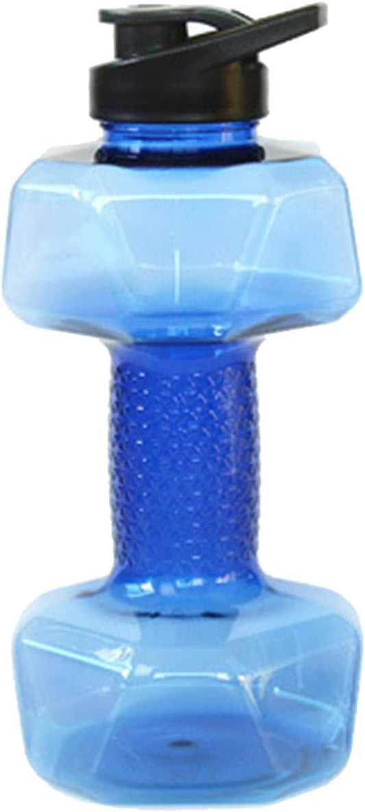 Big Capacity PETG Friendly Cup Dumbbell Shape Drinking Water Bottles Barbell Kettle Body Training Bottle () for Outdoor Camping Travel