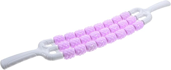 Textured Muscle Massage Roller Stick for Back and Body, Portable Deep Tissue Massage Tool with Three-Row Curved Design, Purple, – for Muscle Relaxation and Fitness