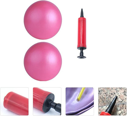 Thickened Frosted PVC Yoga Ball 25cm Mini Pilates Ball Set with Pump, Balancing Stability Trainer for Core Exercise and Fitness Training at Home Random Color