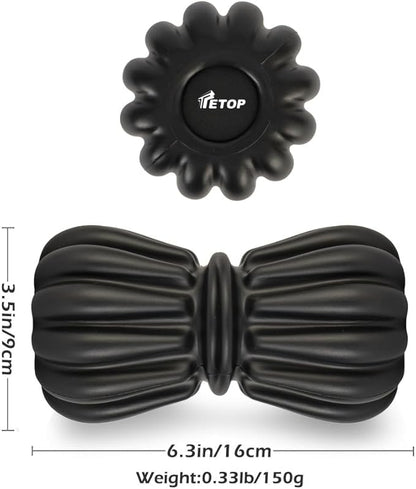 TETOP Peanut Massage Ball 3.5 * 3.5 * 6.3in/0.33lb, Double Lacrosse Massage Ball, Back Foot Neck Massage Roller for Physical Therapy, Myofascial Release, Deep Tissue and Trigger Point (Black)