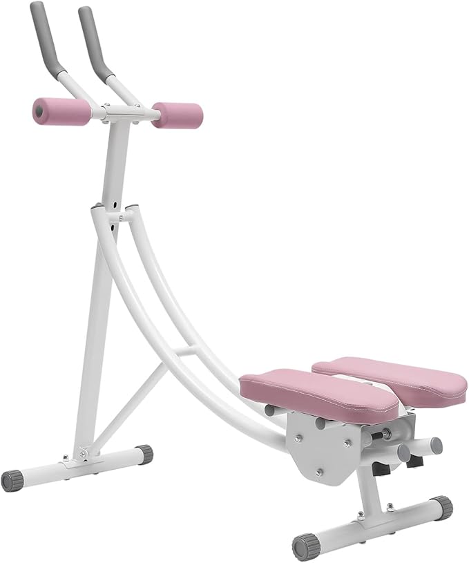 Workout Machine,Foldable Fitness Equipment,Fitness Core & Abdominal Trainer for Glutes Workout,22lbs Weight Capacity,Pink