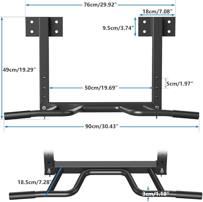 Wall Mount Pull Up Bar, Joist Beam Rafter Mount Pull-up Bar, Ceiling Mounted Chin Up Bar for Home Gym with Punching Bag Hanger