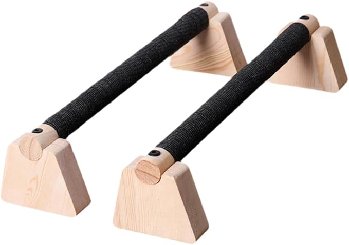 2Pcs Wood Push Up Bars for Adults, Non-Slip Base Parallettes for Strength Training, Planks, Calisthenics, Home Workout Equipment- 40CM