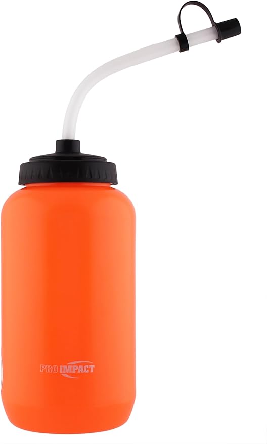 Pro Impact Squeezable Water Bottle Bendable Long Straw - LDPE BPA Free Plastic - Hydration for Baseball Hockey Gym MMA Yoga Boxing Cycling Softball Football Lacrosse (35.5 Oz.)