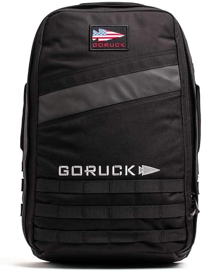 GORUCK Rucker 4.0 25L Black with White Embroidery - Purpose Built Rucking Backpack, Military Weight Training Rucksack w/Ruck Plate Pocket and Extra Padded Straps