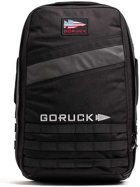 GORUCK Rucker 4.0 25L Black with White Embroidery - Purpose Built Rucking Backpack, Military Weight Training Rucksack w/Ruck Plate Pocket and Extra Padded Straps