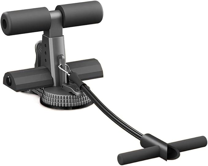 Ab Training Auxiliary Device, Foldable Ab Trainer- Sit Up Bar Assistance Device with 2 Suction Cups, Adjustable Sit Up Machine with Resistance Band, Full Body Muscles Training for Women & Men, Exercise Equipment for Home Workouts