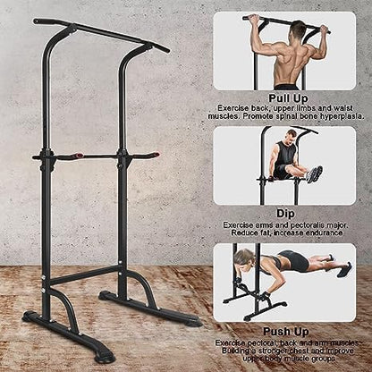 Power Tower Adjustable Height Pull Up Bar for Home Gym Multi-Function Strength Training Fitness Workout Station