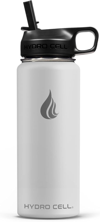 HYDRO CELL Stainless Steel Insulated Water Bottle with Straw - For Cold & Hot Drinks - Metal Vacuum Flask with Screw Cap and Modern Leakproof Sport Thermos for Adults (Frost 18oz)