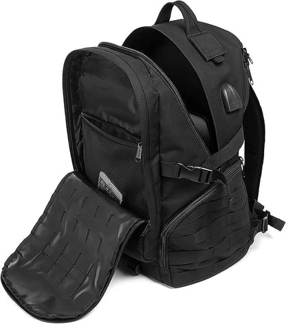 K-Cliffs Tactical Range Duffel Heavy Duty Travel Bag Quality Sport Gear Gym Tote Molle Lockable With US Patch (33" Duffel + Backpack)