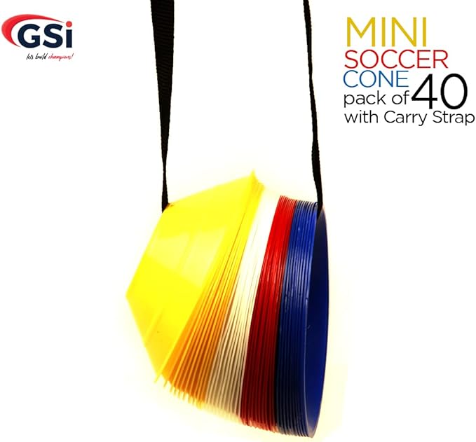 GSi Sports Training Cones for Agility Drills – Soccer & Basketball Multi-Sport Field Markers, Durable Flexible Cones in Multiple Shapes & Packs (20–80 Pack)